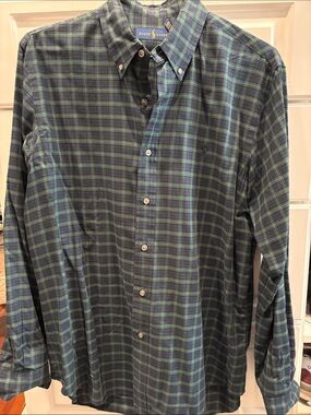 Ralph Lauren Navy and Green Plaid Button-Down Shirt
